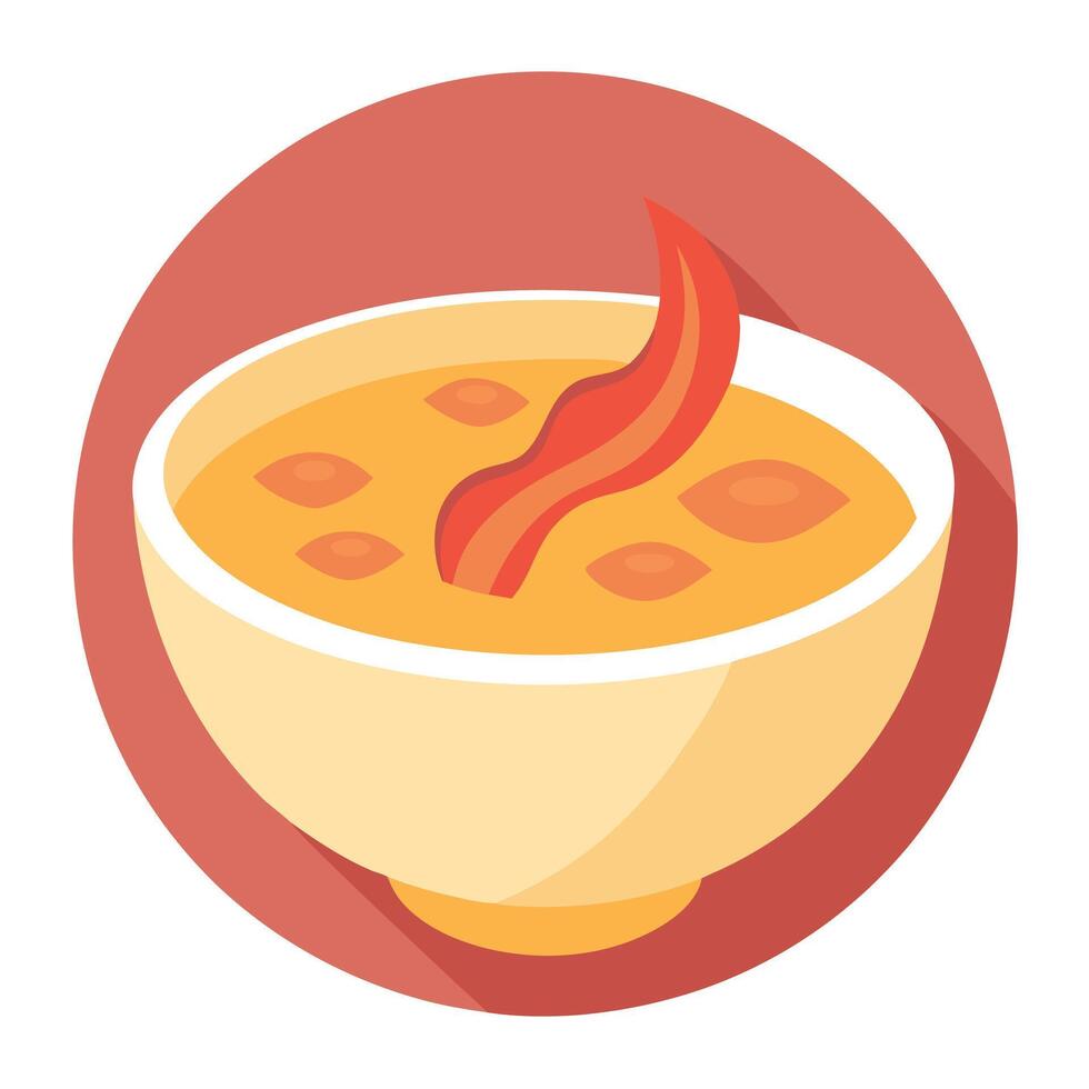 A bowl of soup with bacon vector