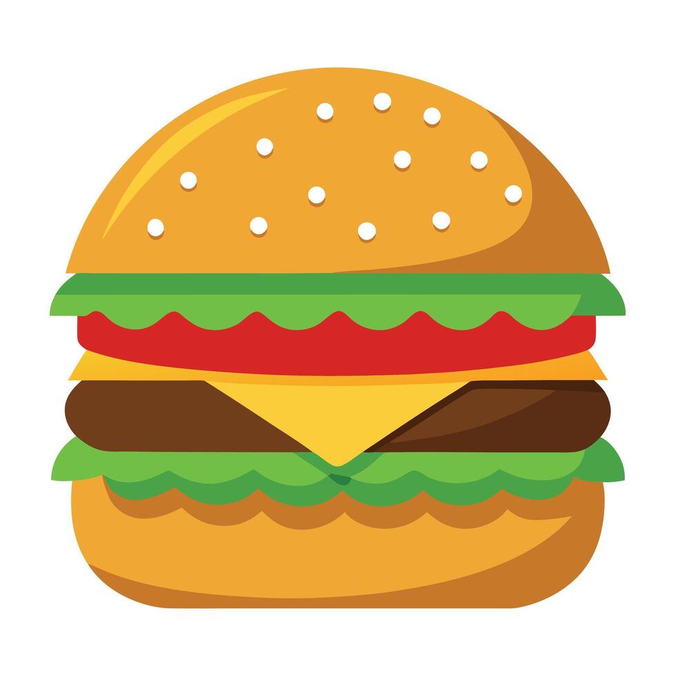 Hamburger with cheese and vegetables vector