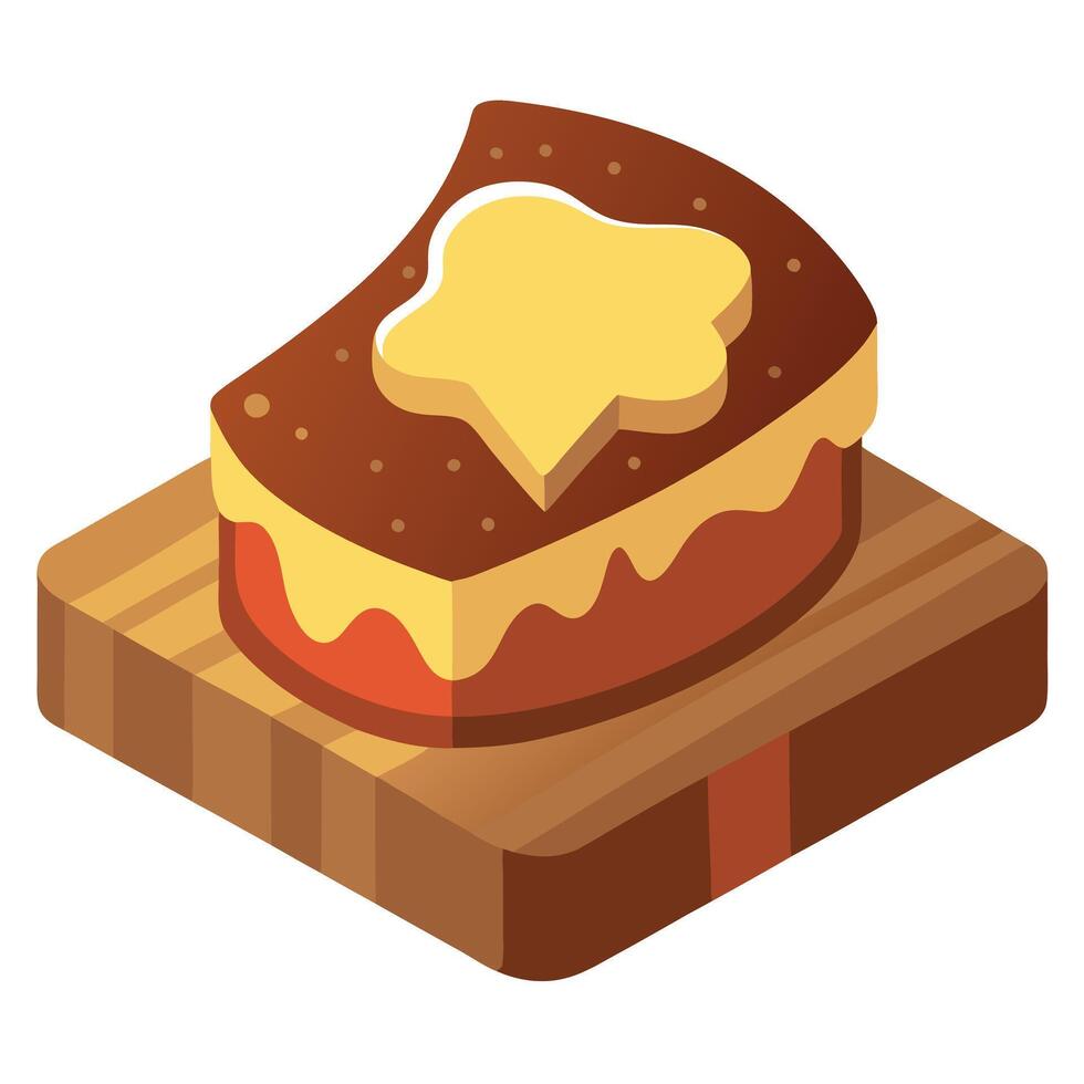 Delicious fat on dark bread on a wood surface vector