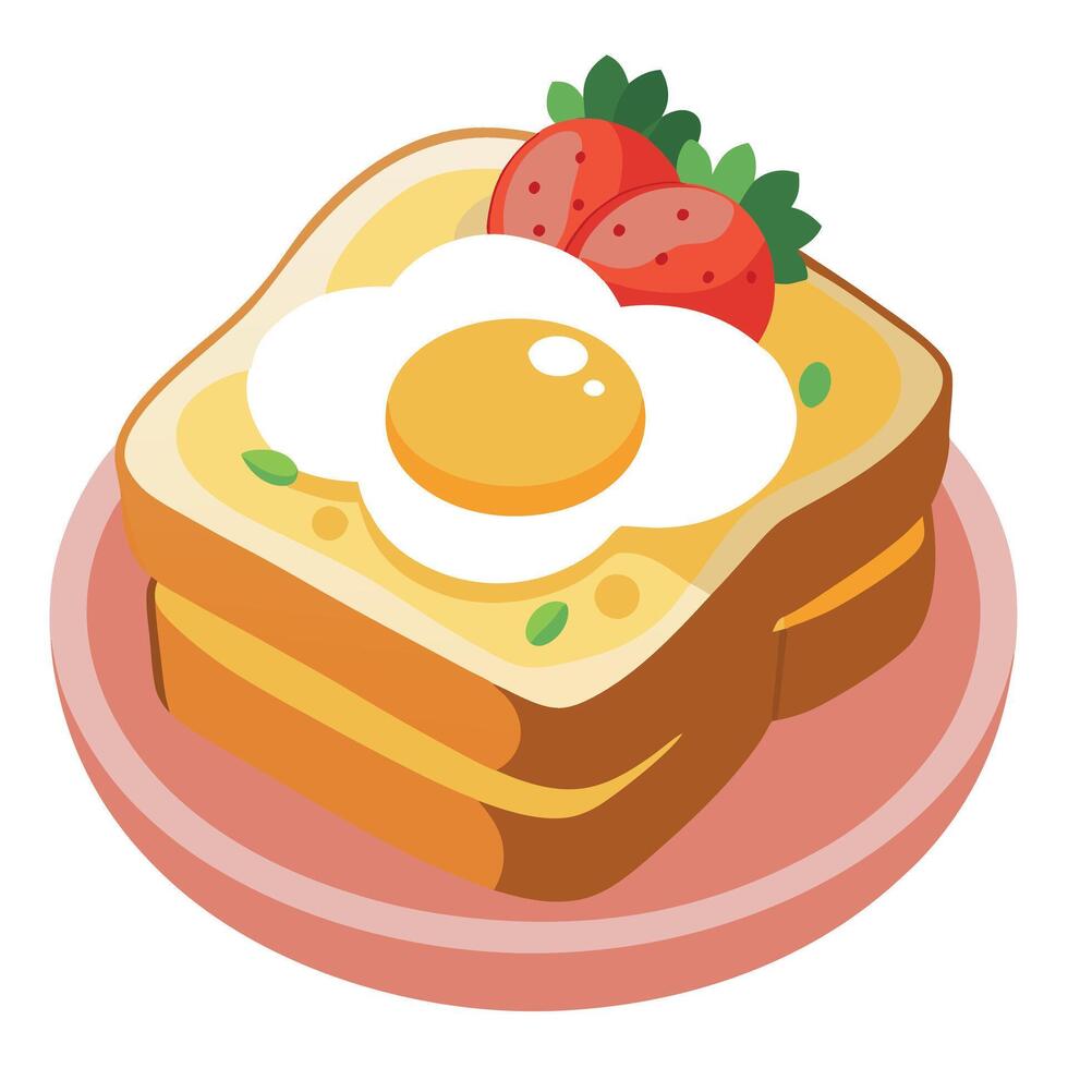 Homemade french toast with egg benedict. vector