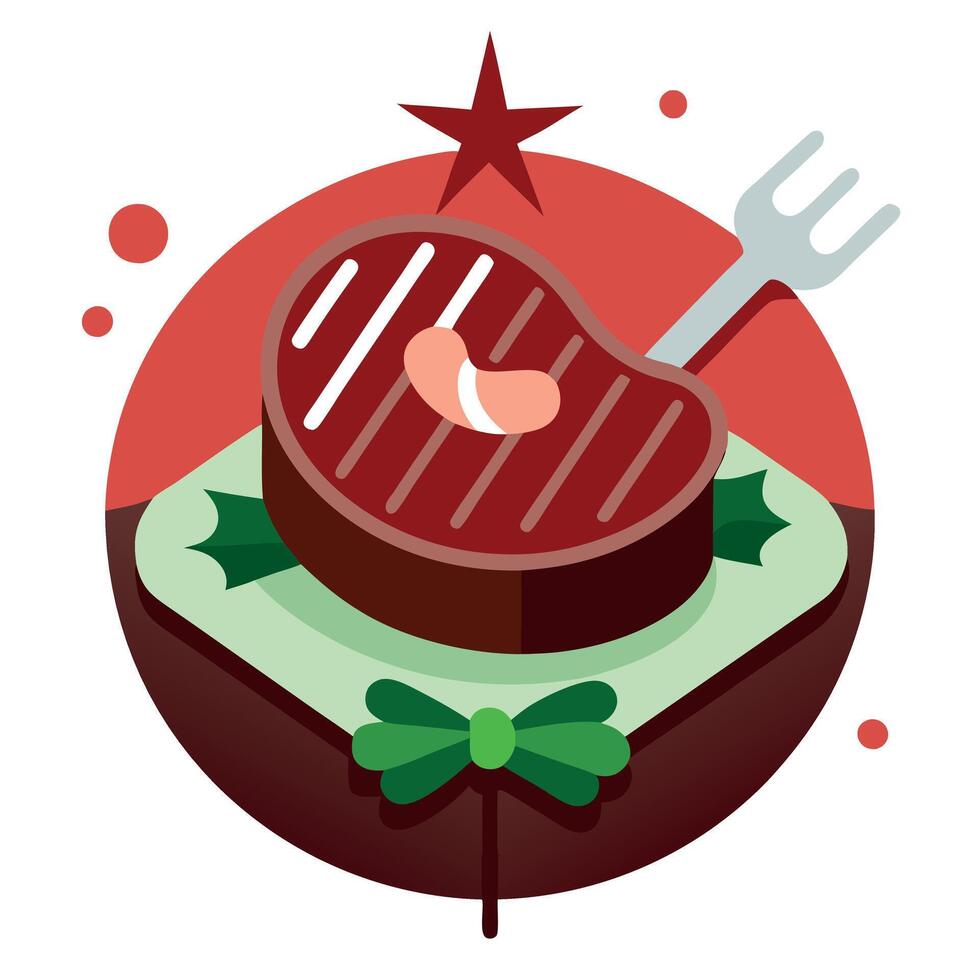 Beef grill steak as Advent creation vector
