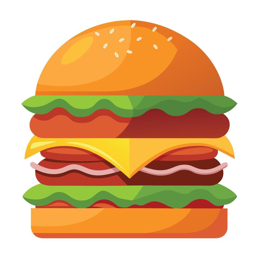 A delicious triple meat burger with bacon vector
