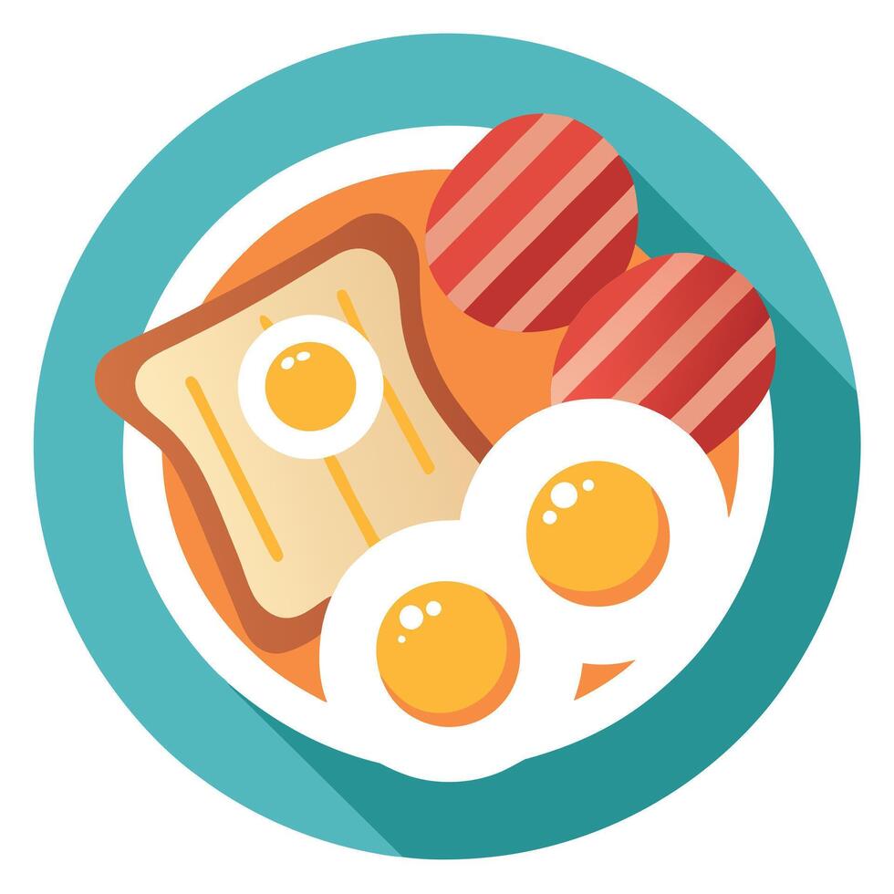 Delicious Breakfast with Sunny-Side Up Eggs. Bacon and Toast vector