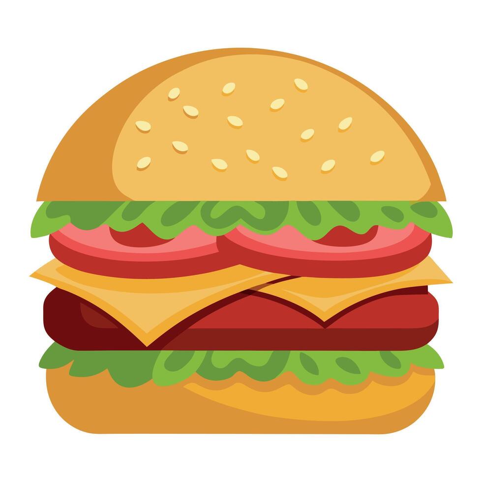 Delicious Cheeseburger with Bacon and Lettuce vector