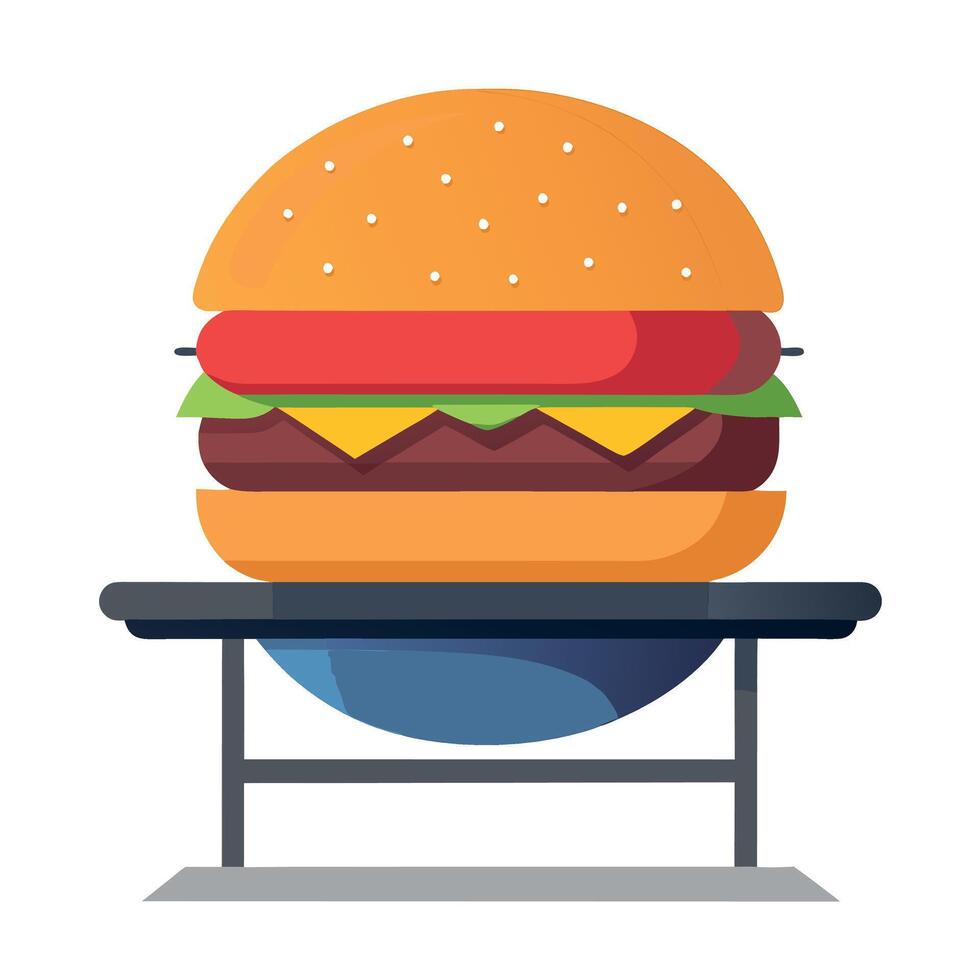 Homemade beef burger in clos-up on an iron table vector