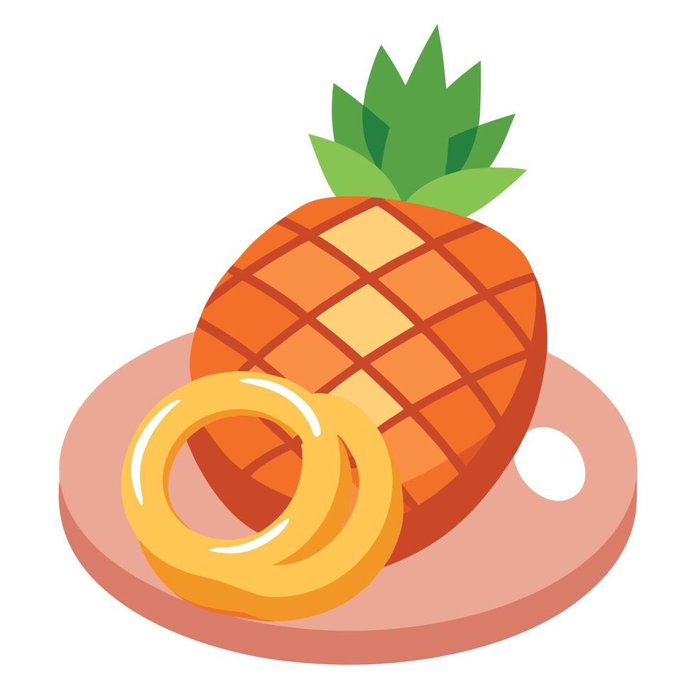 Grilled gammon steak with pineapple ring vector
