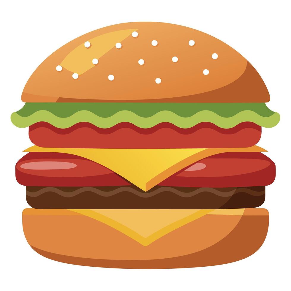 A large cheeseburger with bacon and cheese vector