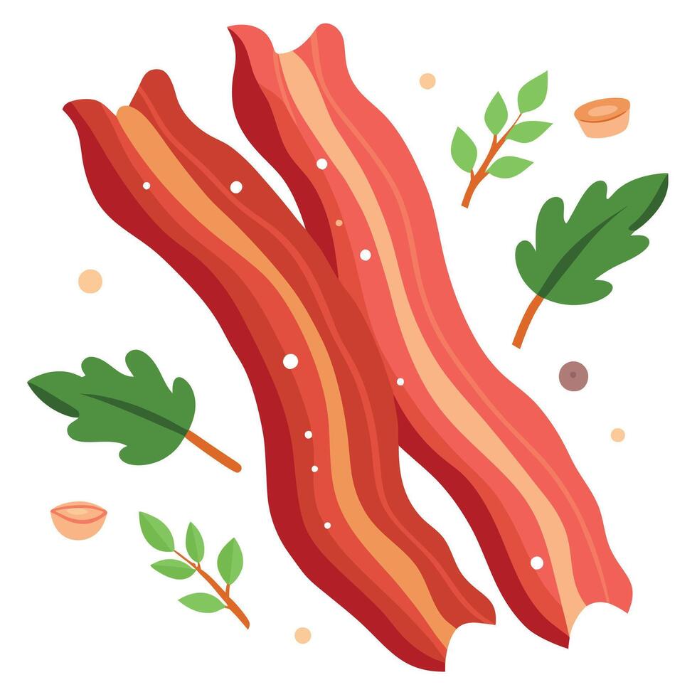 Crispy Bacon Strips with Herbs and Spices vector