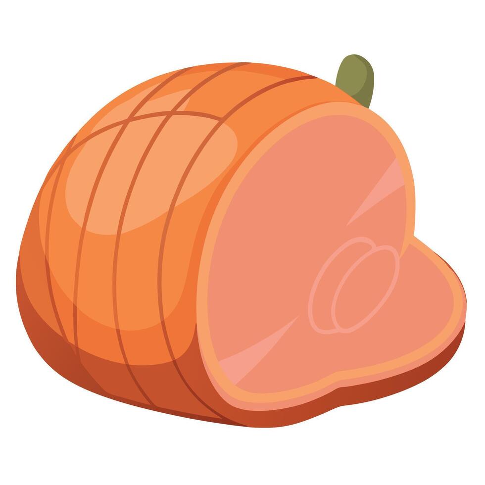 Baked ham isolated on on white background vector