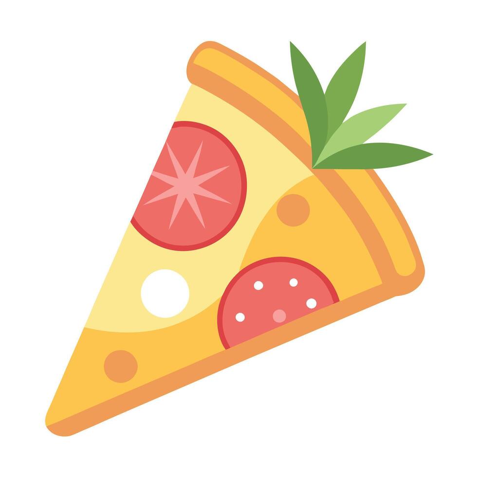 A slice of Hawaiian pizza featuring ham and pineapple vector