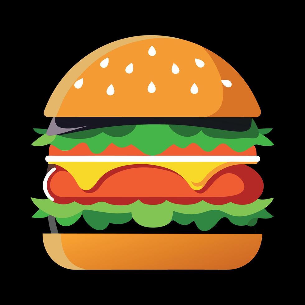 Hamburger on black background generated by AI vector