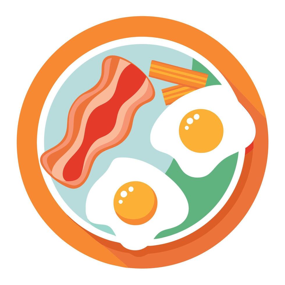 Eggs and bacon isolated on a white background vector