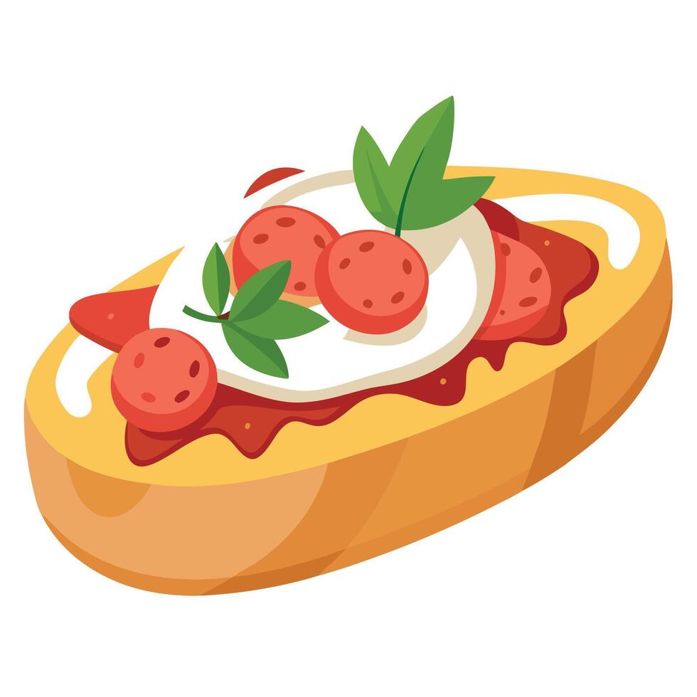 Gourmet bruschetta with prosciutto and cheese vector