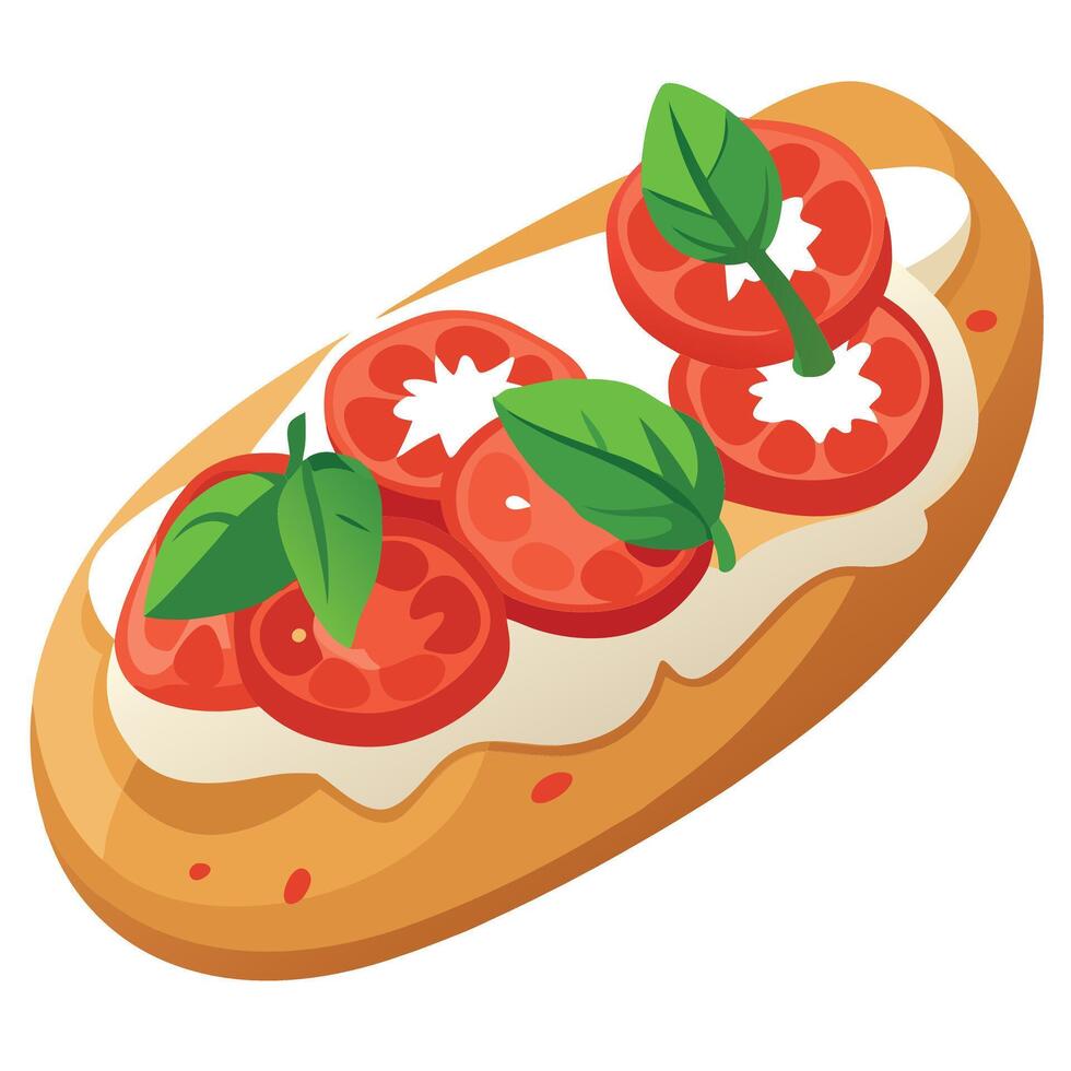 Bruschetta with jamon. mozzarella and tomatoes vector
