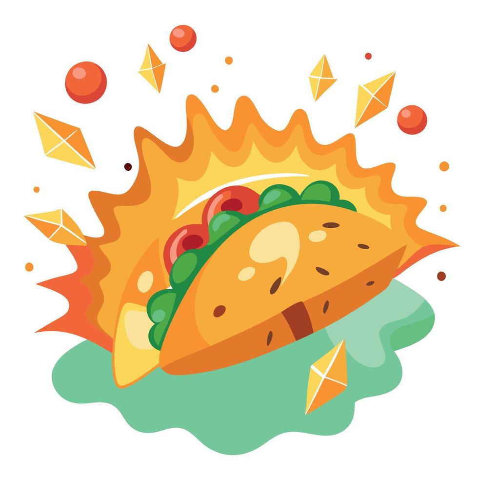 Calzone explosion filled with cheese and meats vector