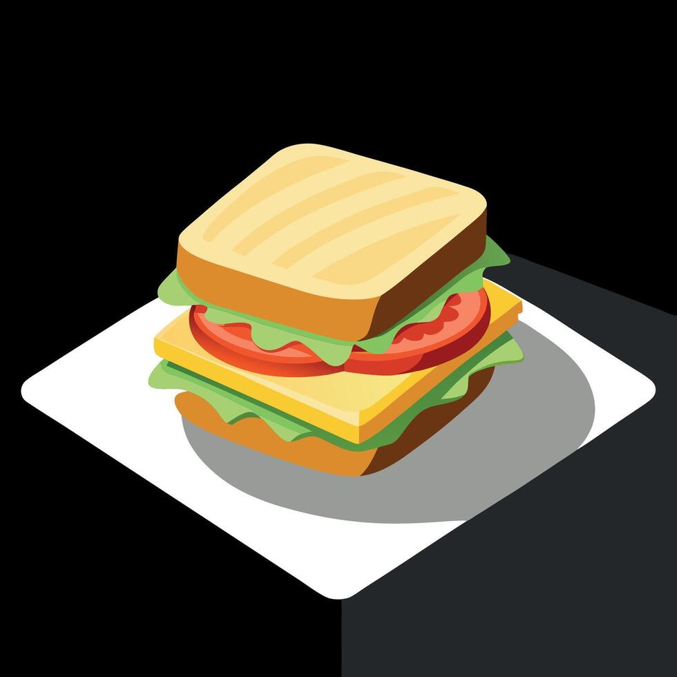 High contrast image of a blt sandwich on a dark table vector