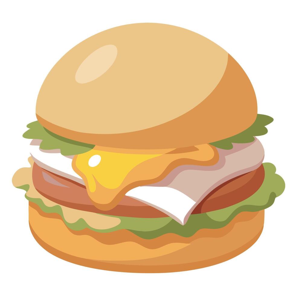Eggs benedict burger isolated on a transparent background vector