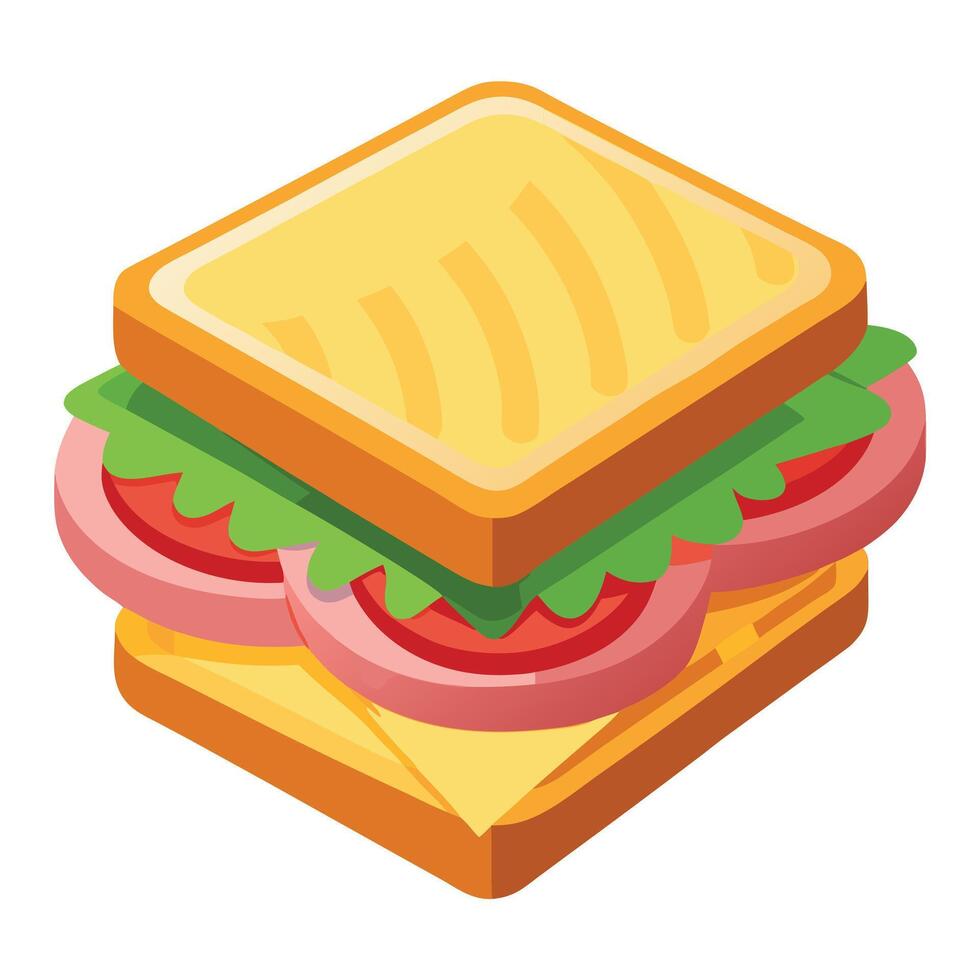 Grillen cheese sandwich with ham and cheese and vegetables. vector