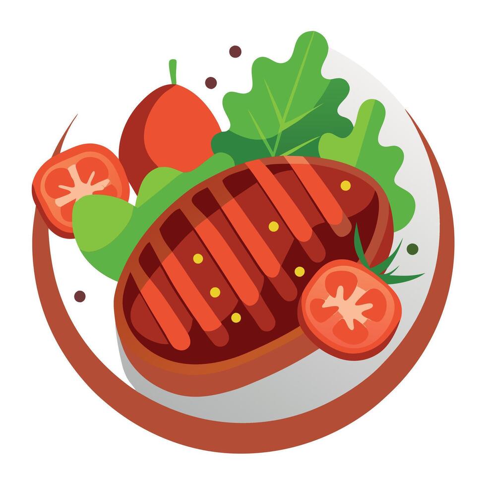 Grilled meat with vegetables vector