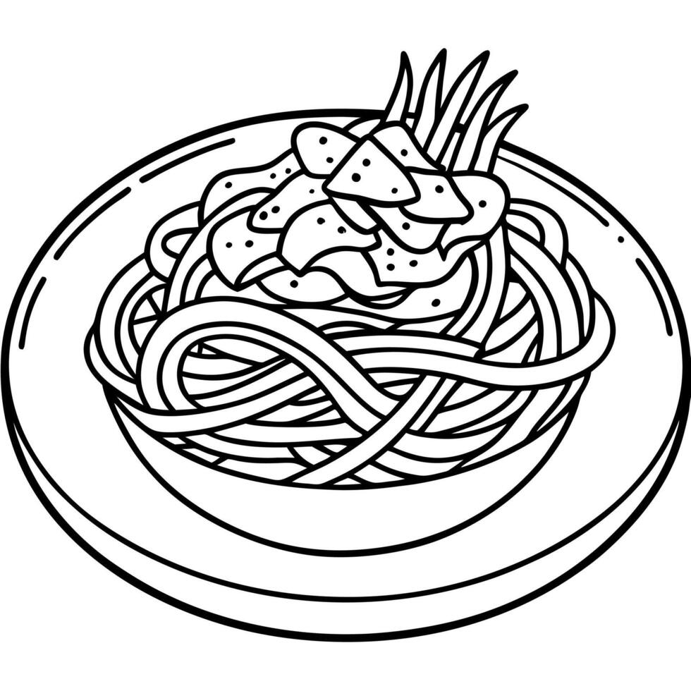Delicious spaghetti carbonara with bacon and cheese in cozy italian restaurant setting vector