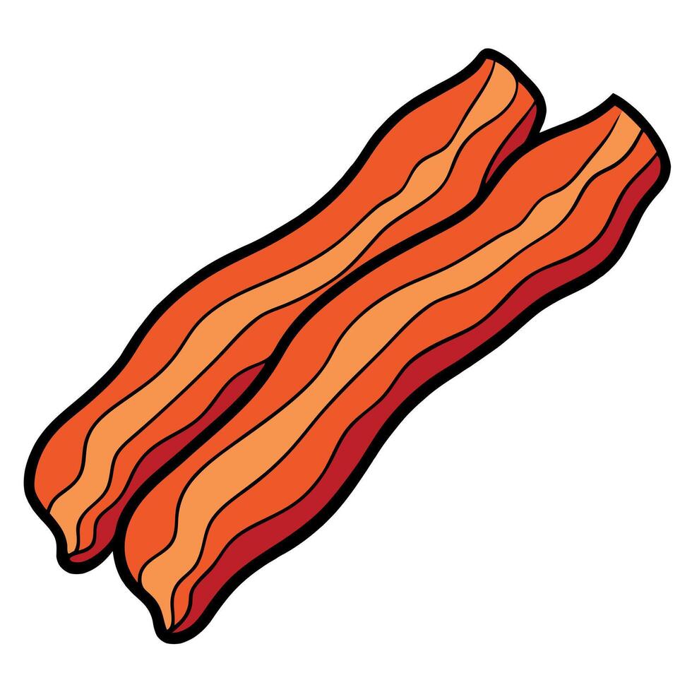 Crispy cooked bacon strips isolated on a transparent white background. showcasing their greasy textu vector