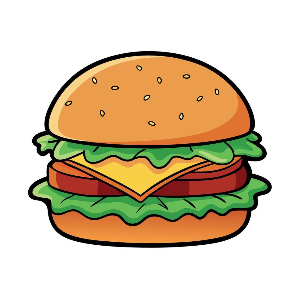Juicy burger with crispy bacon. fresh lettuce. and cheese on a toasted bun. Perfect for food blogger vector