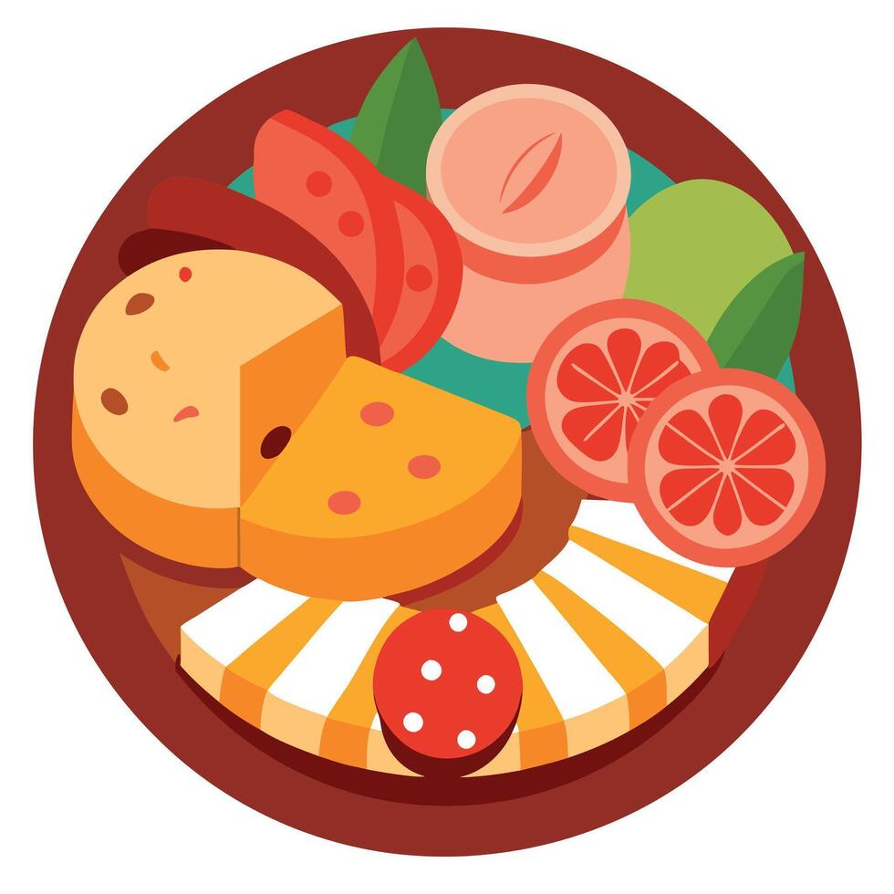 A platter of meat and cheese vector