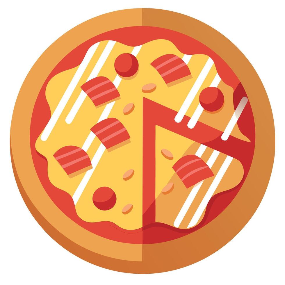 Delicious Pizza with Bacon and Cheese vector