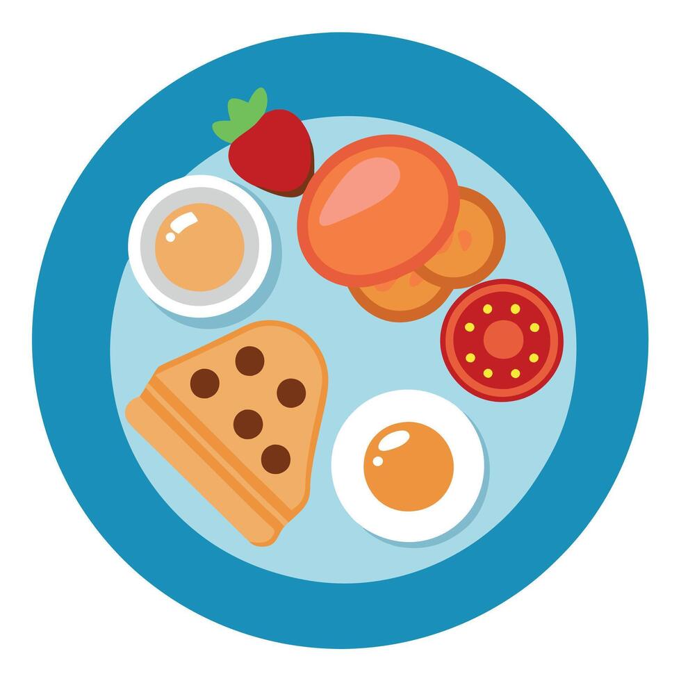 A breakfast plate seen from above vector