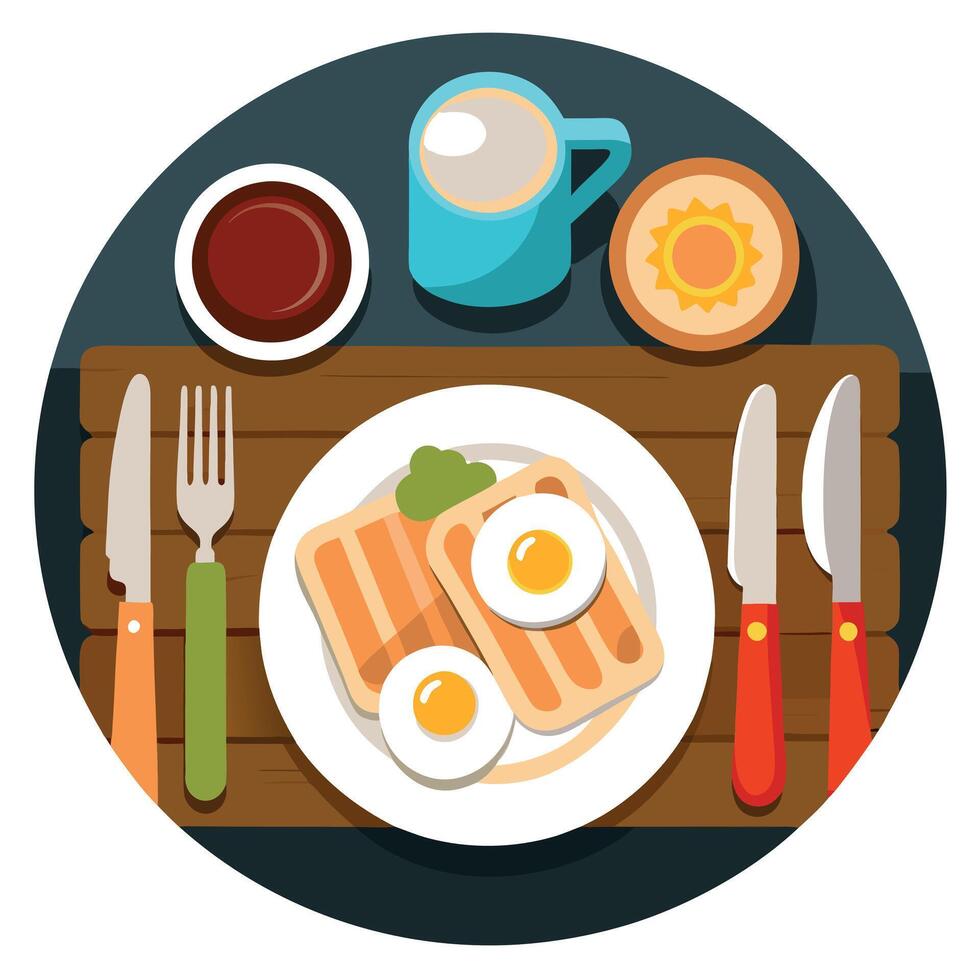 Gourmet English Breakfast on Wooden Table vector