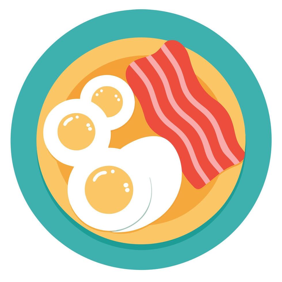 A plate of food with eggs and bacon vector