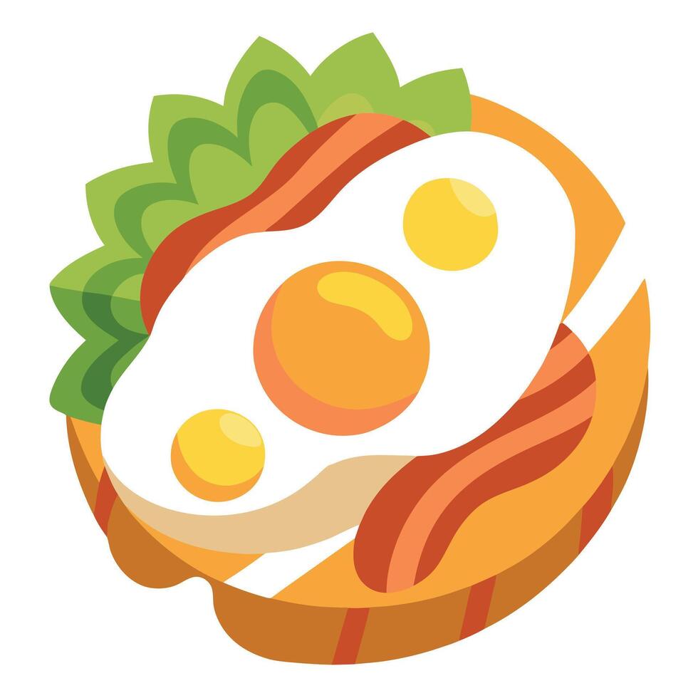 Baked bacon egg muffins cheese snack. Vegetable food with diet spinach. vector