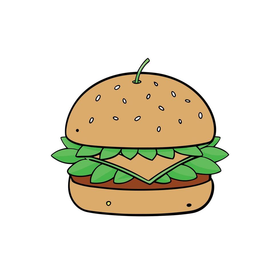 Experience a vegan burger featuring a plant-based patty and dairy-free cheese. set against a white b vector