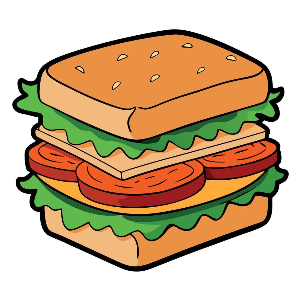 Delicious sandwich with layers of bacon. fresh greens. and pumpkin on whole grain bread. served with vector