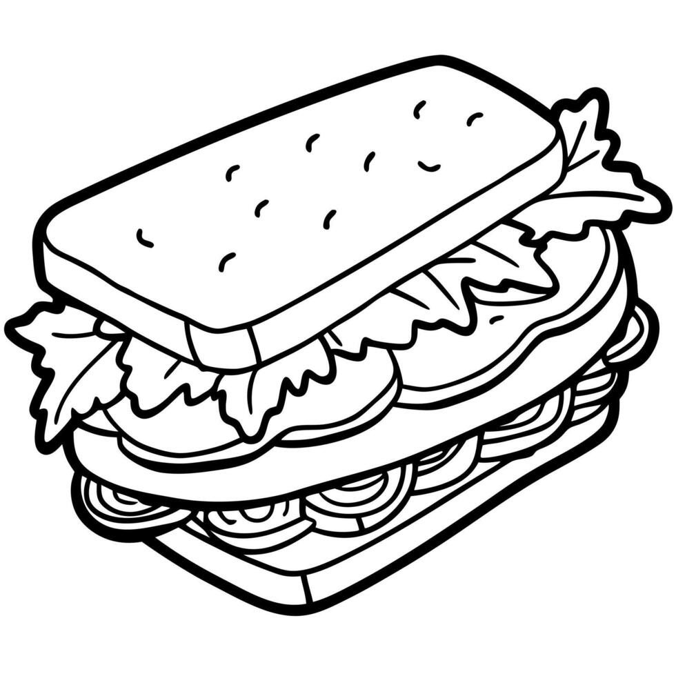 A delicious sandwich layered with crispy bacon. fresh lettuce. and ripe tomato. served on toasted br vector