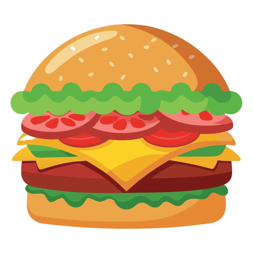 Juicy Bacon Cheeseburger Stacked With Fresh Vegetables and Toppings vector