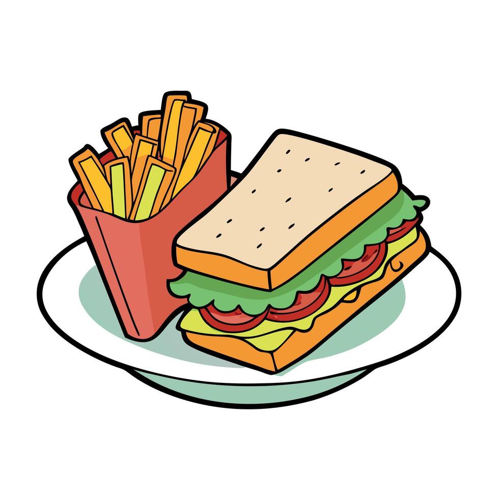 A delicious sandwich with crispy bacon. fresh vegetables. and golden-brown bread. served with tasty vector