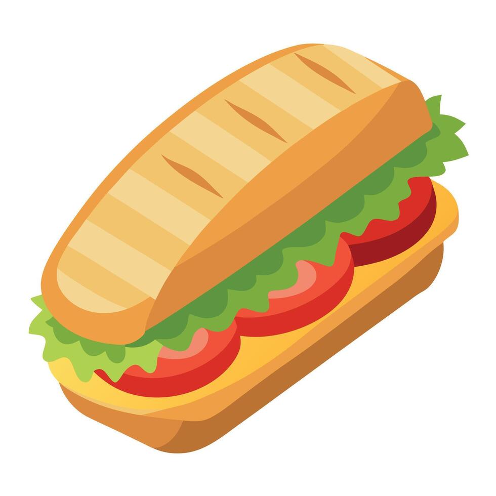 Fresh Tasty Panini. Closeup Top View. Template For Menu Or Recipe. vector