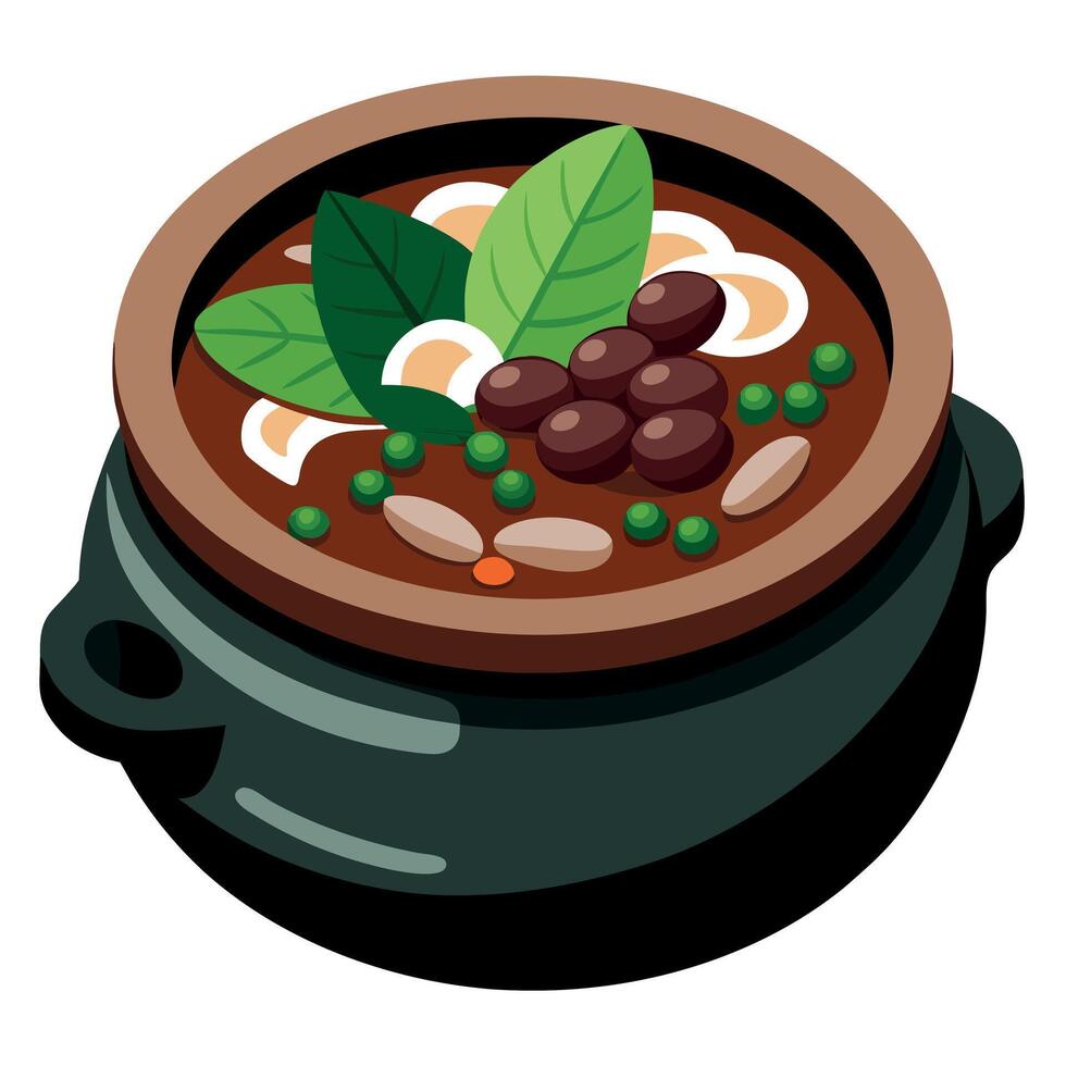 Authentic Brazilian Feijoada with Sausages. Rice. and Collard Greens vector