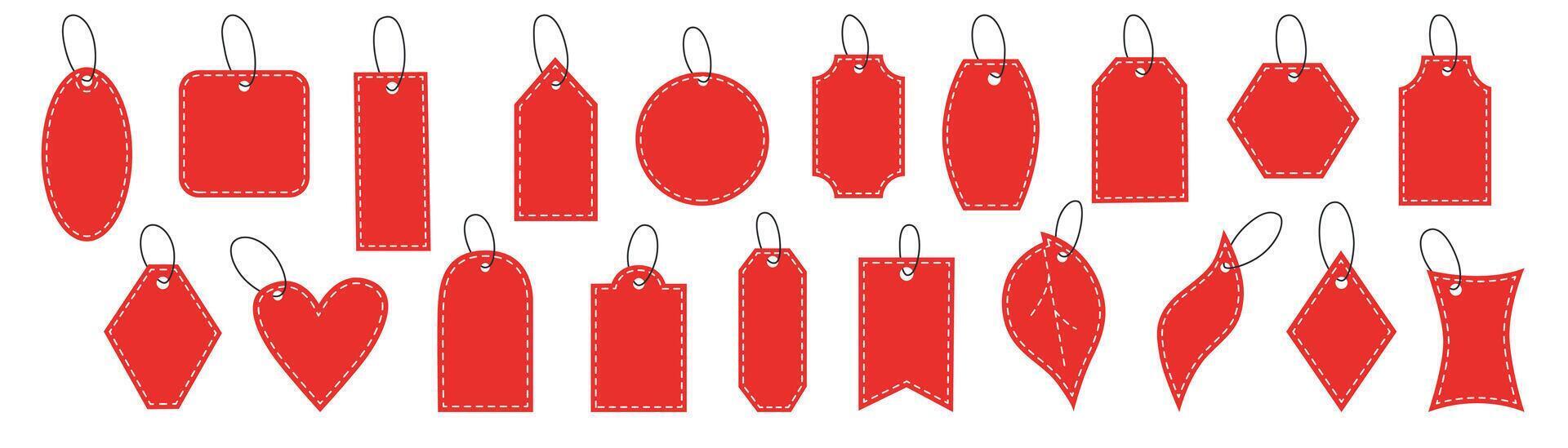 Set of red tags on white background. Black Friday sale concept. Black Friday shopping. vector