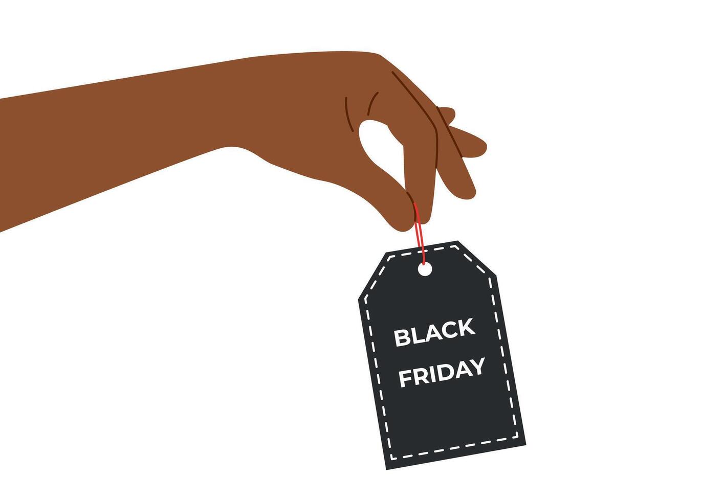 Black Friday tag in human hand. Sale and Black Friday concept. vector