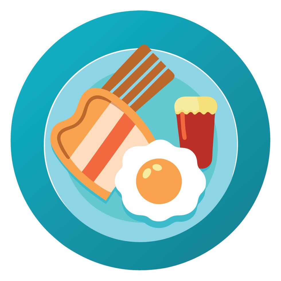 Chicken egg on a plate with bacon and hash browns. classic breakfast vector