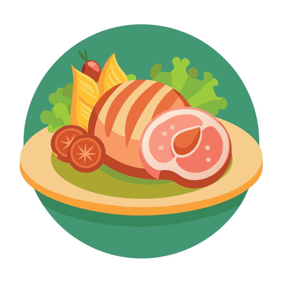 Food ham smoked sliced italian snack meat fresh bacon meal delicious vector