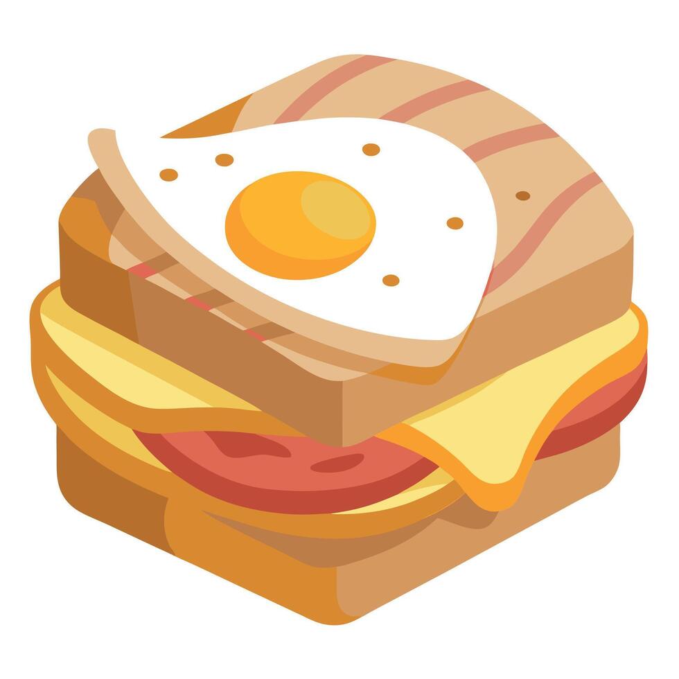 Breakfast sandwich with bacon cheese and egg transparent background clipart vector