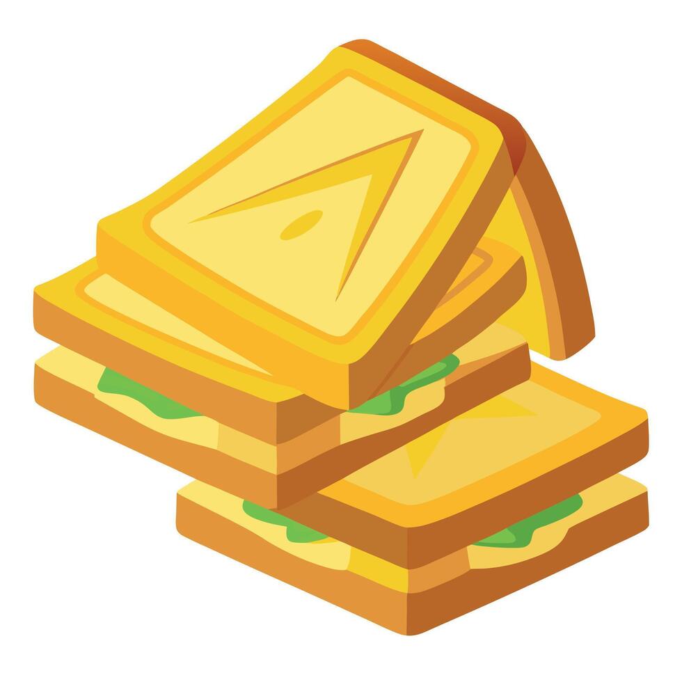 A set of Cut grilled cheese sandwiches isolated on a transparent background vector