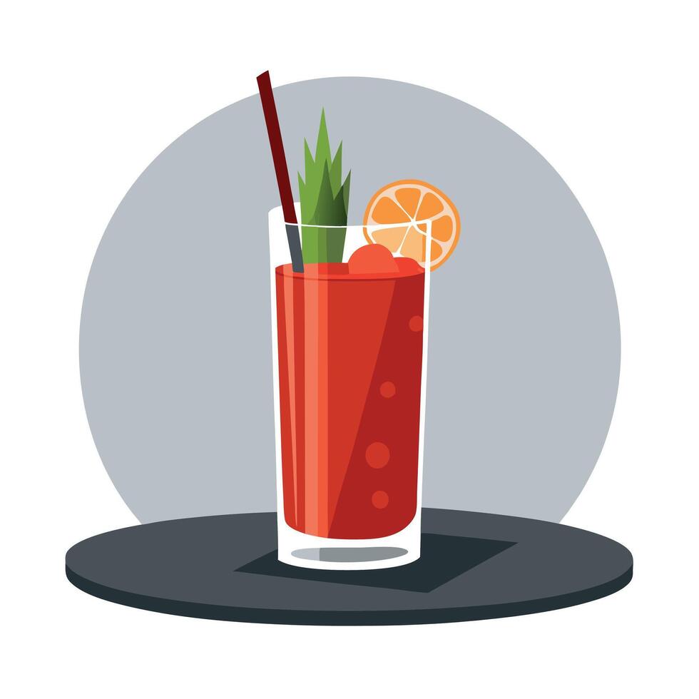 A drink with an orange slice and a straw vector