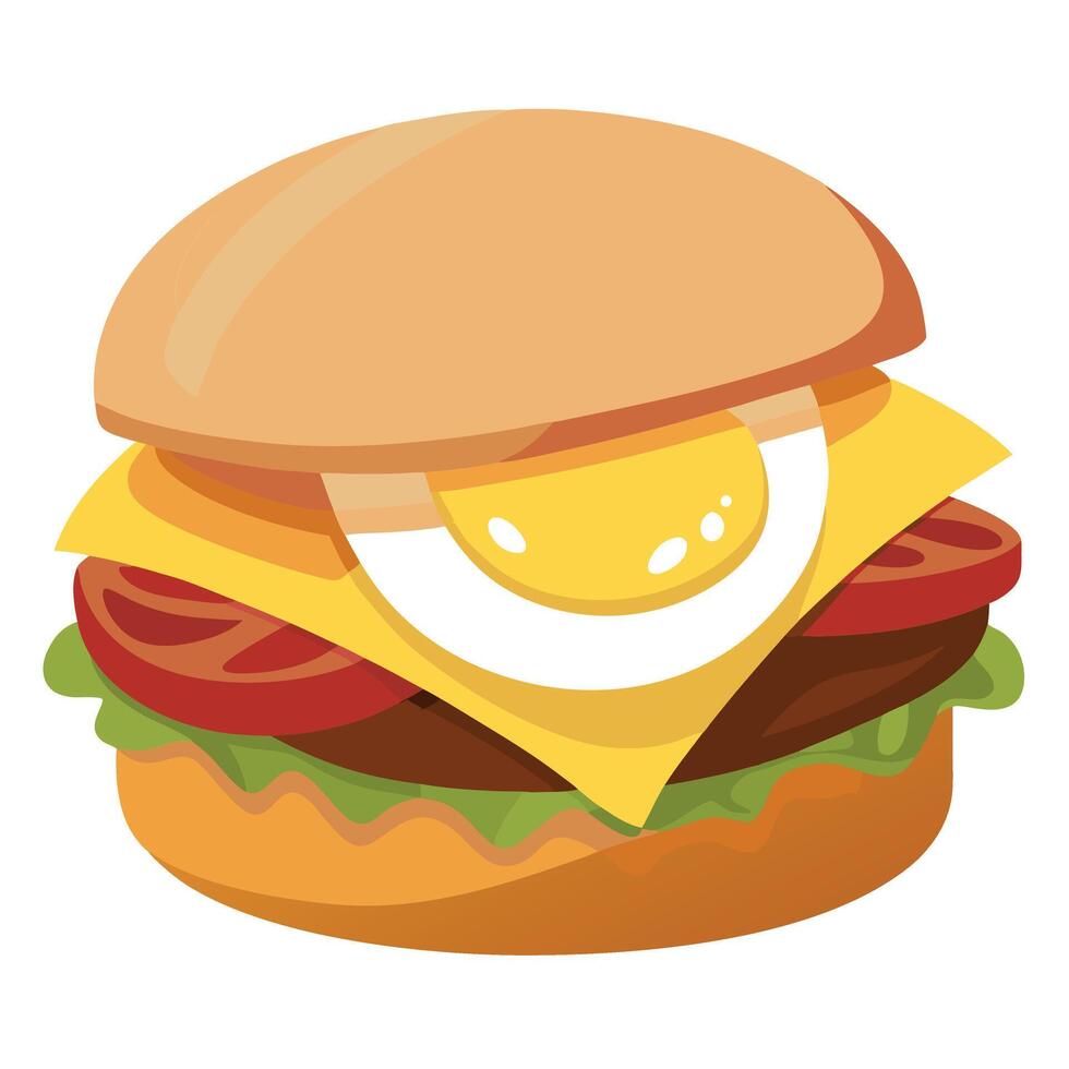 A hamburger with an egg on top vector