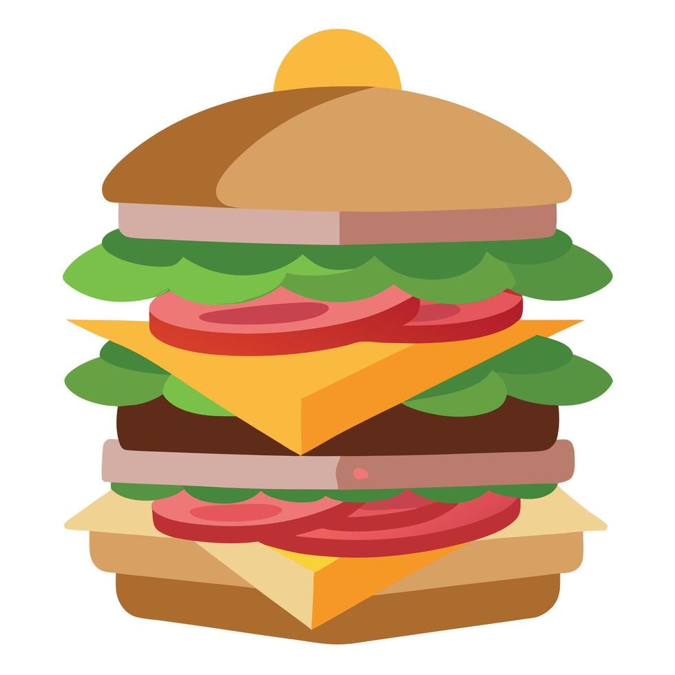 A stack of sandwiches with a variety of ingredients including turkey. bacon vector