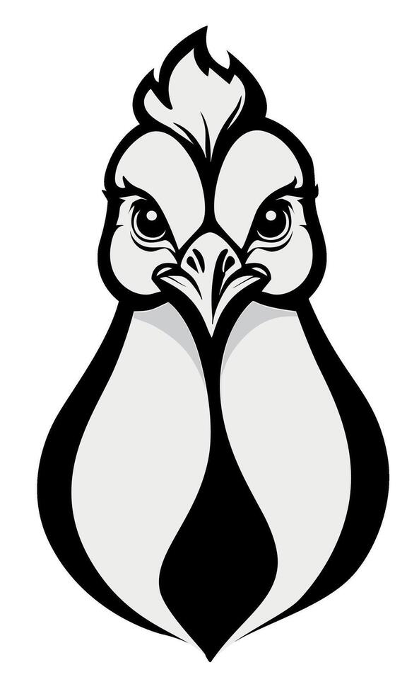 Hen, farm bird, black and white, isolated logo or symbol. Can be used as emblem or mascot for sports or other products vector