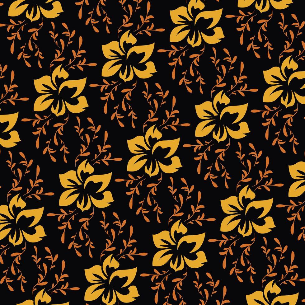 FLOWER PATTERN ON BLACK BACKGROUND vector